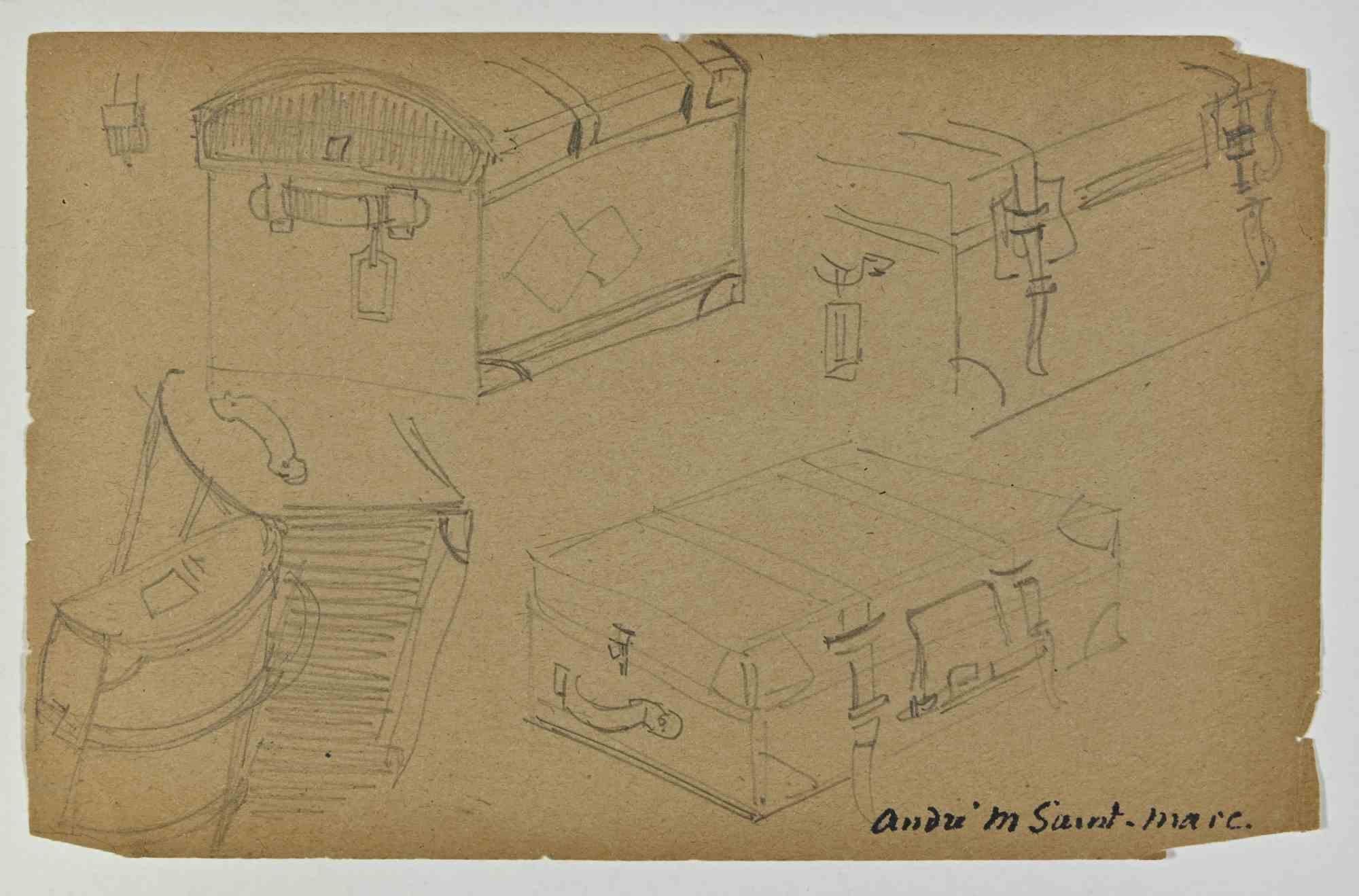 Sketch - Drawing by André Meaux de Saint Marc - Mid-20th Century