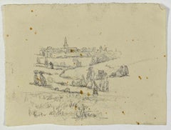 Paysage - Dessin de Joseph Alexander Colin - Milieu du 20e siècle