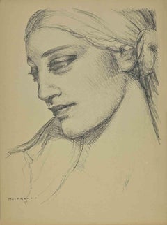 Portrait - Drawing by Alfred Moitroux  - Mid-20th Century