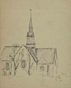 Vintage The Church - Drawing by Joseph Alexander Colin - Mid-20th Century