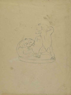 Bären – Zeichnung von Joseph Alexander Colin – Mitte des 20. Jahrhunderts