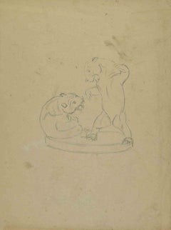 Les ours - dessin de Joseph Alexander Colin - milieu du 20e siècle
