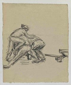 Wrestling - Drawing by André Meaux de Saint Marc - Mid-20th Century