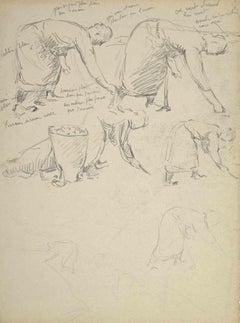 Figures - Drawing by André Corrier - Mid-20th Century