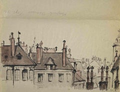 Cityscape in Paris - Drawing by Marguerite Babillot - Mid-20th Century