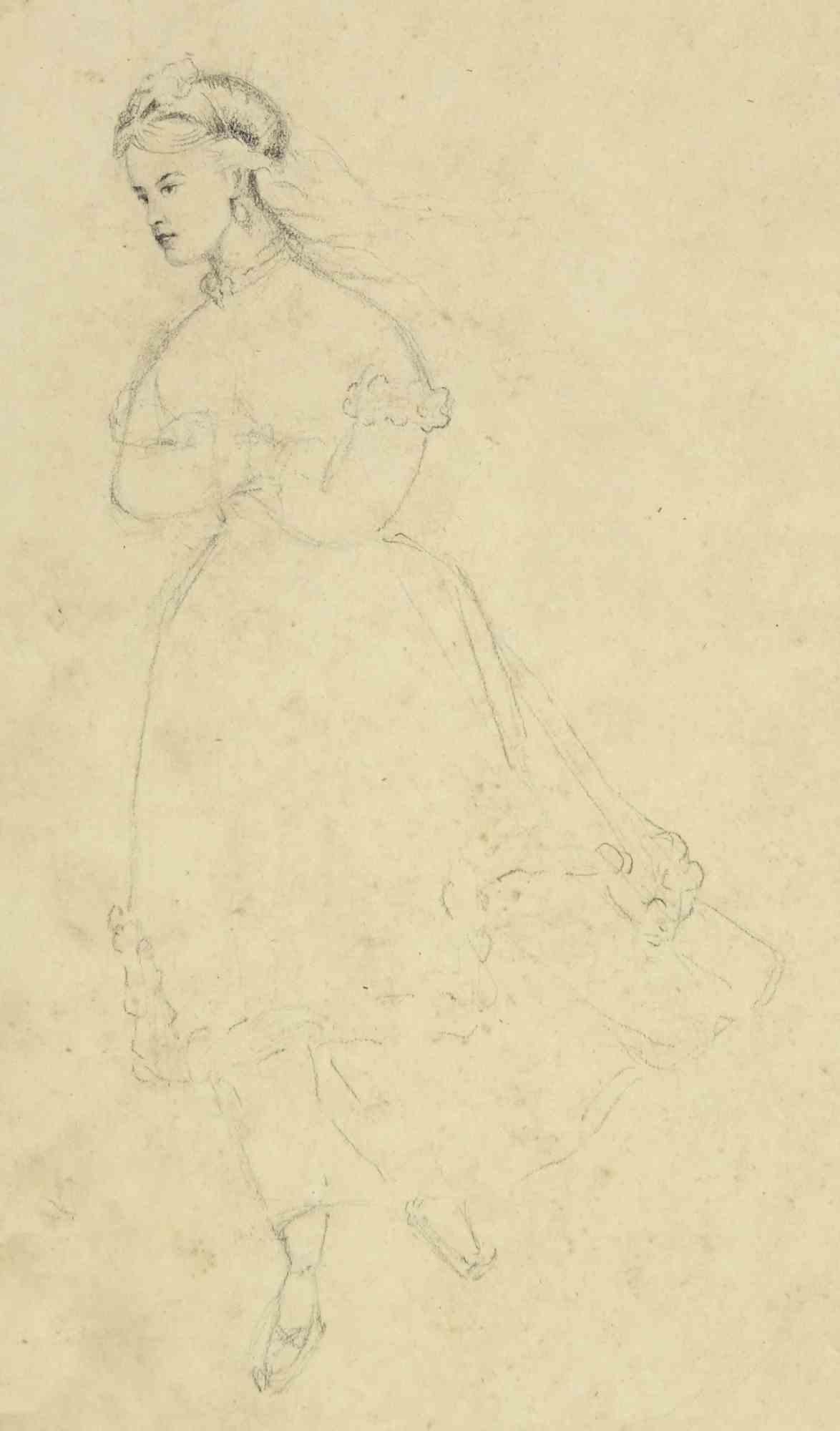 Figura - Dibujo de Edouard de Beaumont - Finales del siglo XIX
