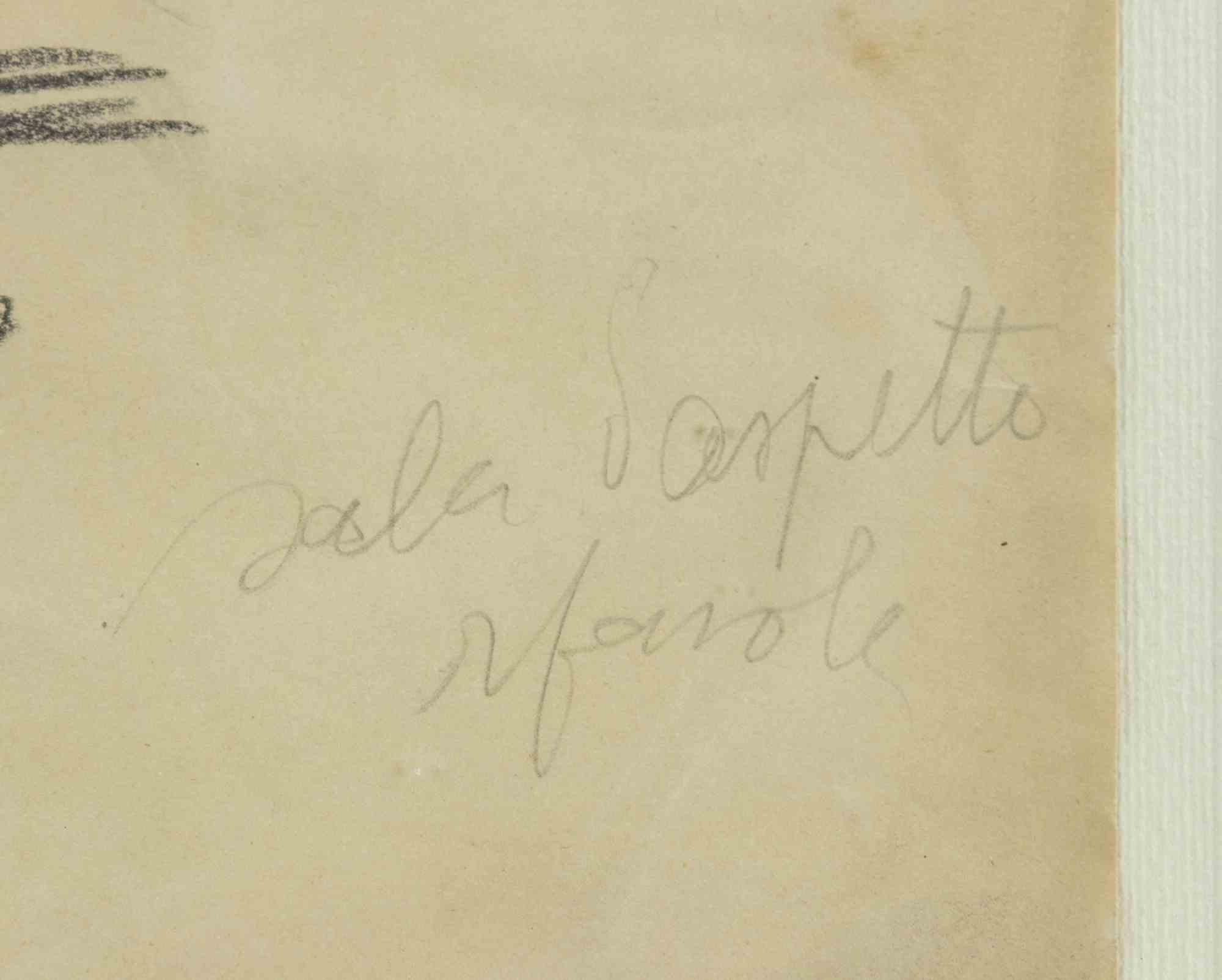 Sala de Espera - Dibujo att. Fausto Pirandello - mediados del siglo XX en venta 1