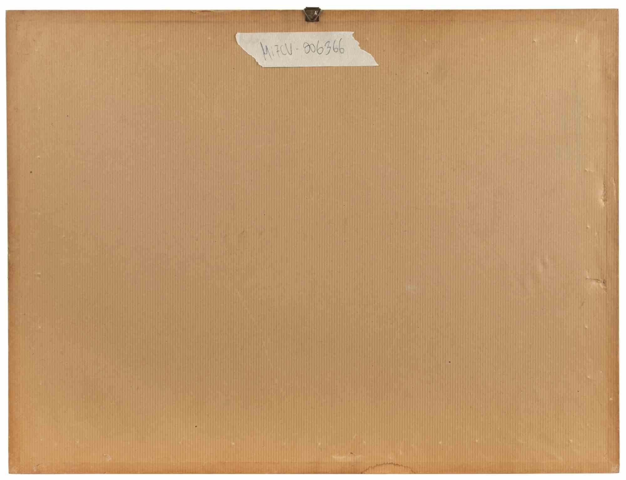 Sala de Espera - Dibujo att. Fausto Pirandello - mediados del siglo XX en venta 2