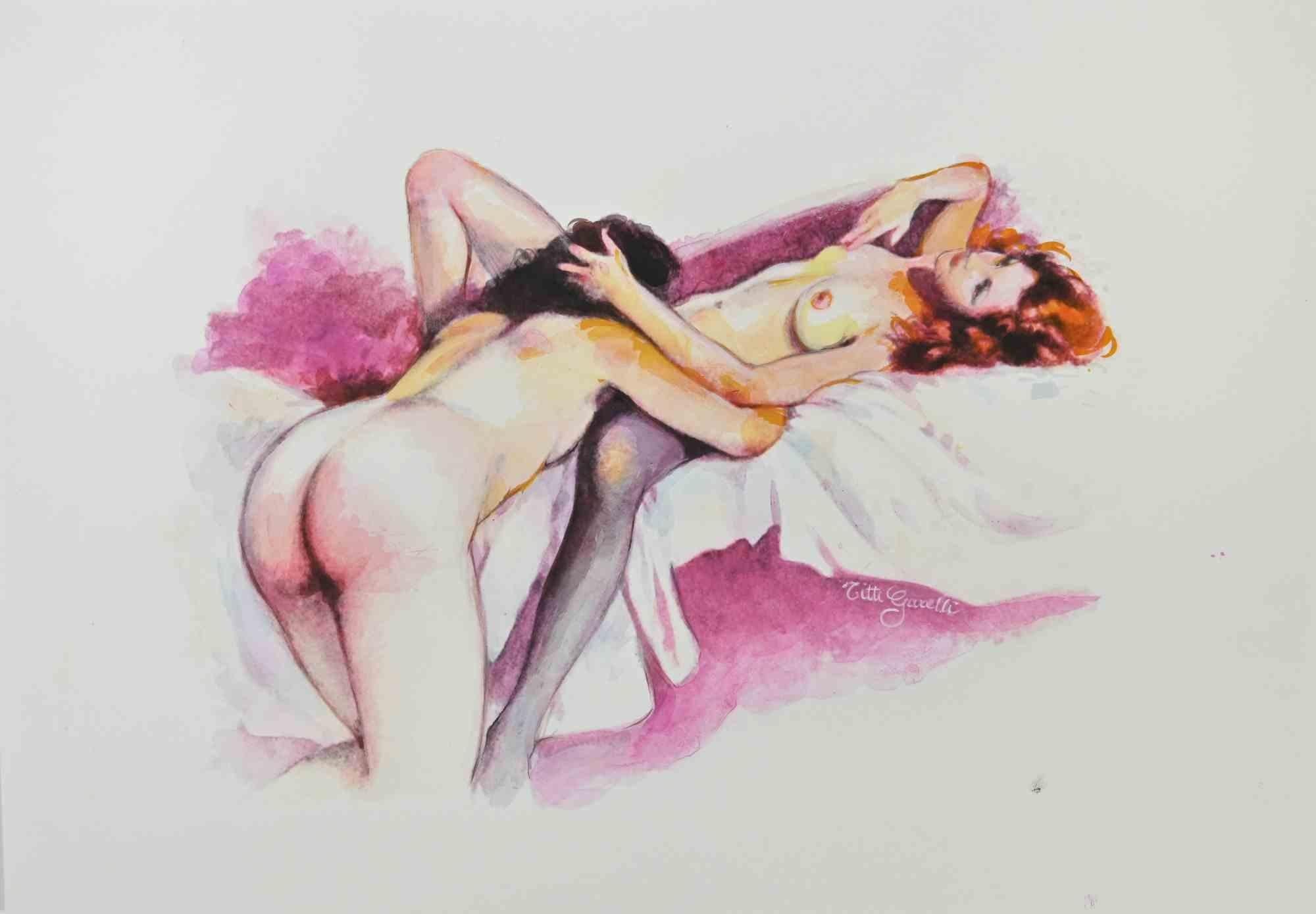 Erotic Scene ist eine Zeichnung, die in den 2020er Jahren mit Tusche und Aquarellfarben realisiert wurde.

Tusche und Aquarell auf Papier.

Handsigniert.

Gute Bedingungen.

Das Kunstwerk wird durch geschickte ausdrucksstarke Striche realisiert.