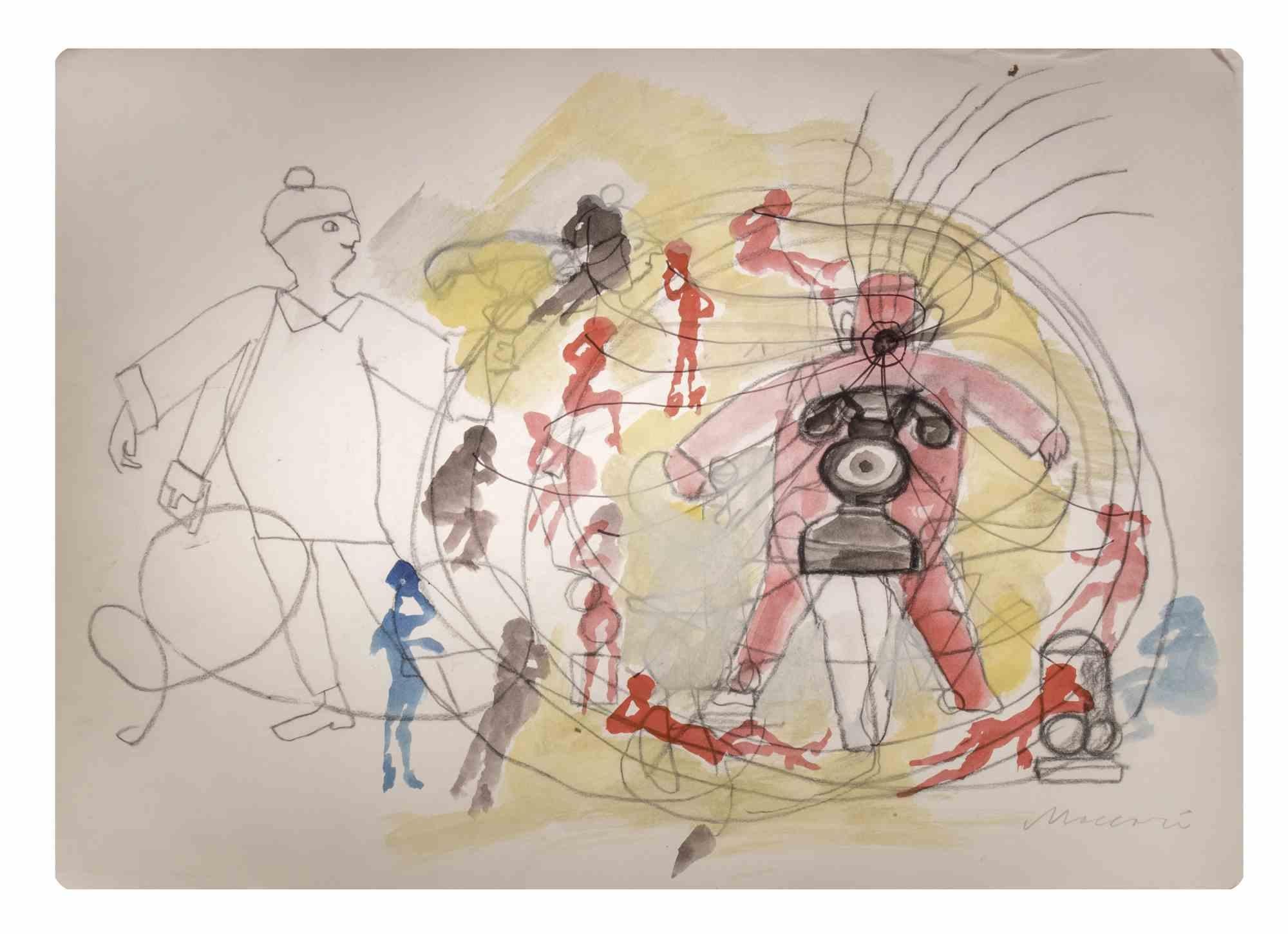 The Vortex - Drawing by Mino Maccari - Mid-20th Century