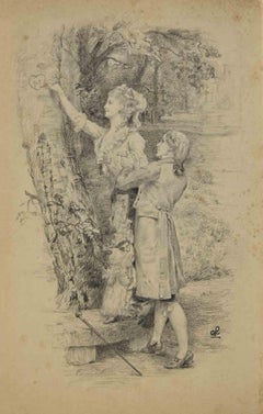 Love - Drawing by Charles Lemoin - Mid-19th Century
