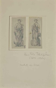 Statue - Dessin de Henri Felix Philippoteaux - Milieu du XIXe siècle