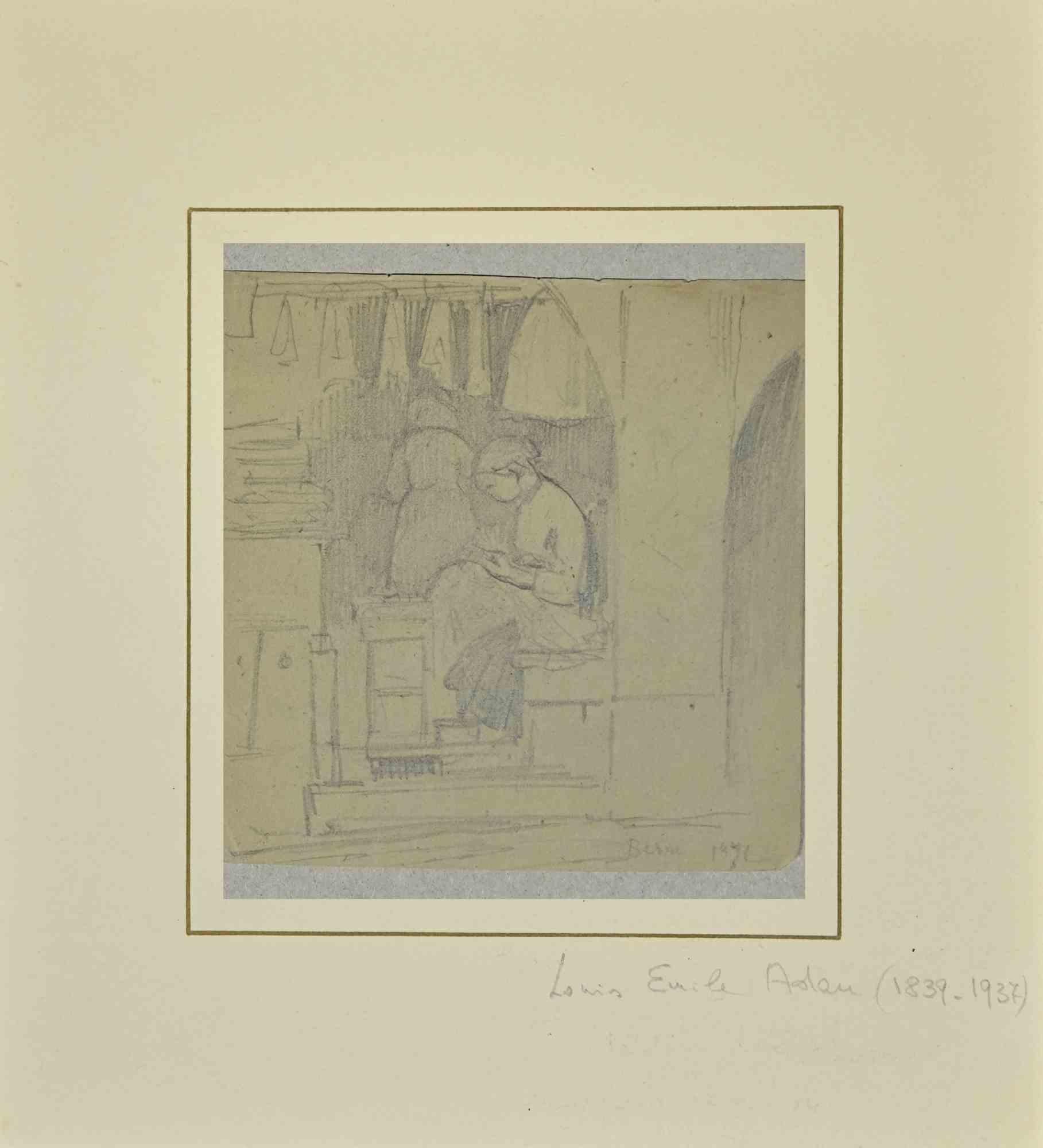 Mujer - Dibujo de Luis Emile Adan - Década de 1910