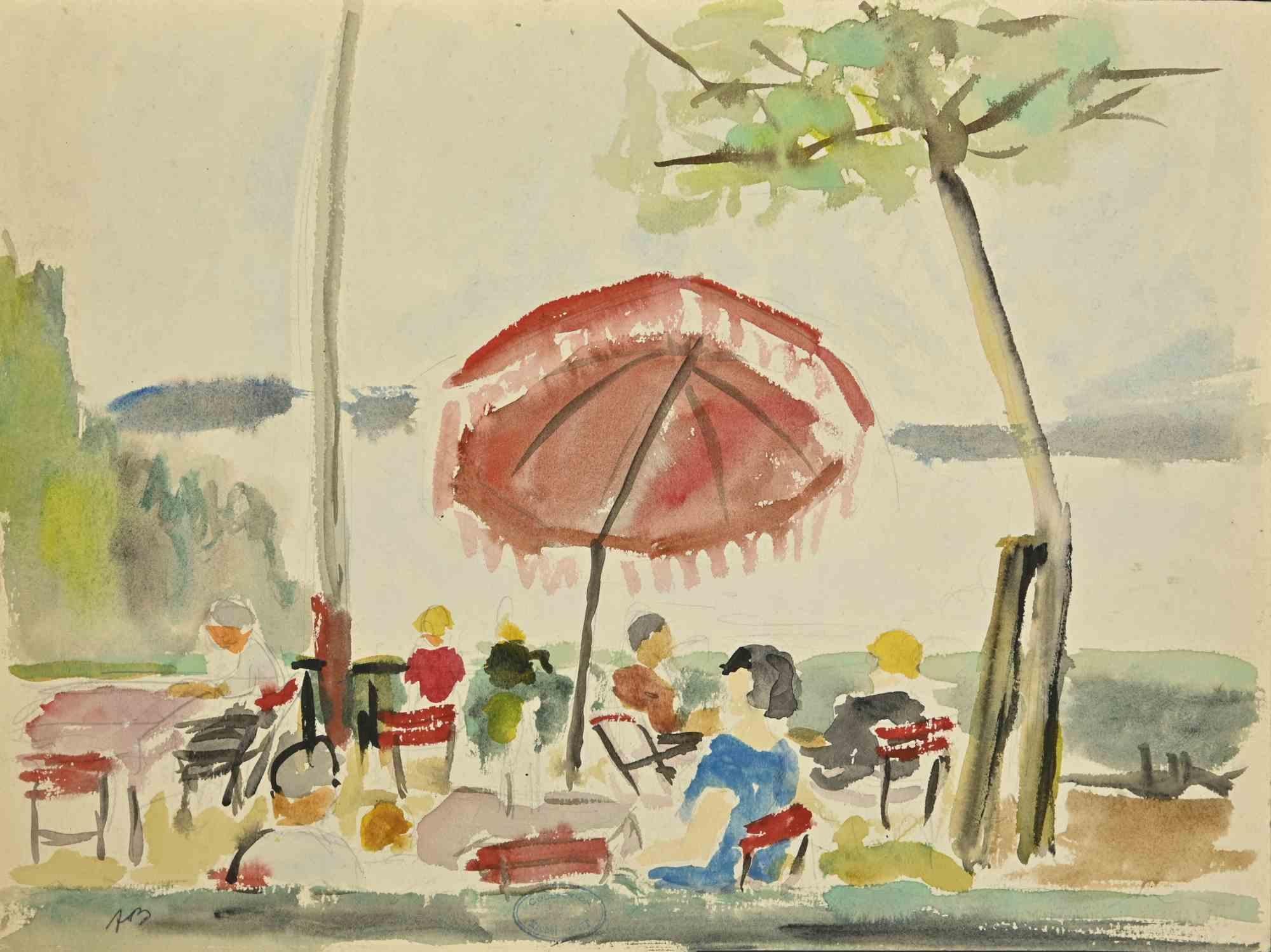 El lago es un dibujo en acuarela realizado por Alexandre Berlant a mediados del siglo XX.

Acuarela sobre papel.

Buen estado de conservación, con ligeras manchas.

La obra se realiza mediante hábiles trazos expresivos.