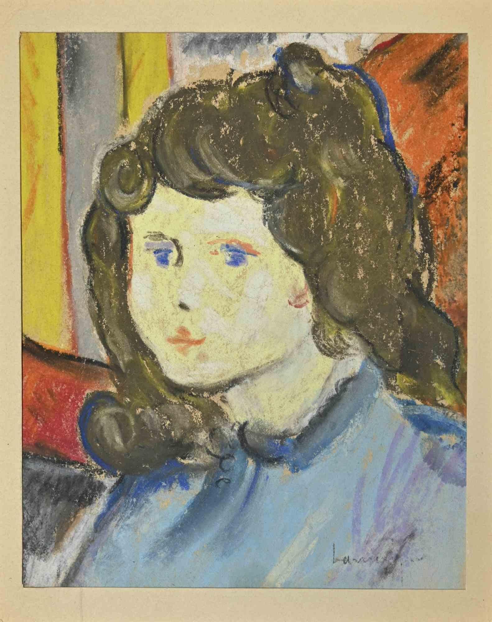 Porträt – Zeichnung von Jean Lasnier – Mitte des 20. Jahrhunderts