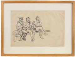 Figures - Dessin de Fausto Pirandello - Milieu du XXe siècle