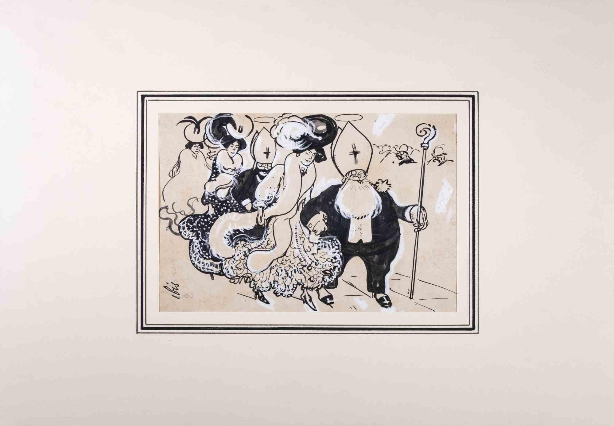 Church Men - Drawing by Gabriele Galantara - Early 20th Century