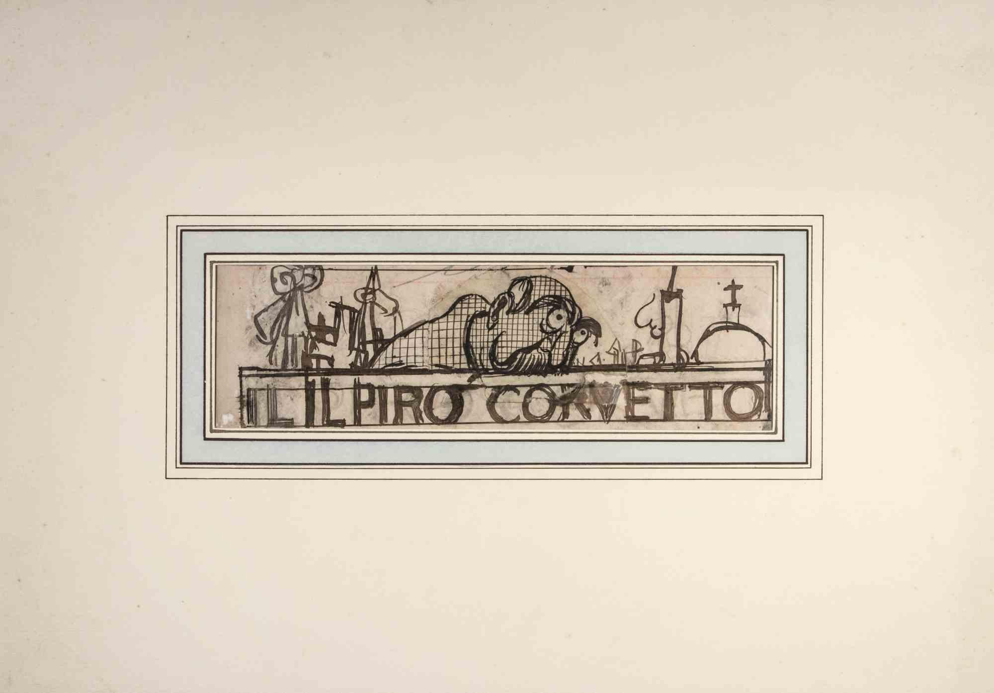 Ilpiro corvetto es una obra de arte moderno realizada por Gabriele Galantara (1865-1937) a principios del siglo XX.

La obra se realizó en técnica mixta de tinta y bolígrafo sobre papel.

Incluido a Passepartou: 35 x 50 cm

En buen estado y