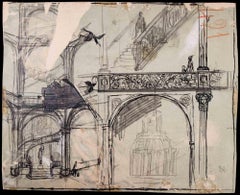 Arquitectura Interior - Dibujo de Gabriele Galantara - Principios del siglo XX
