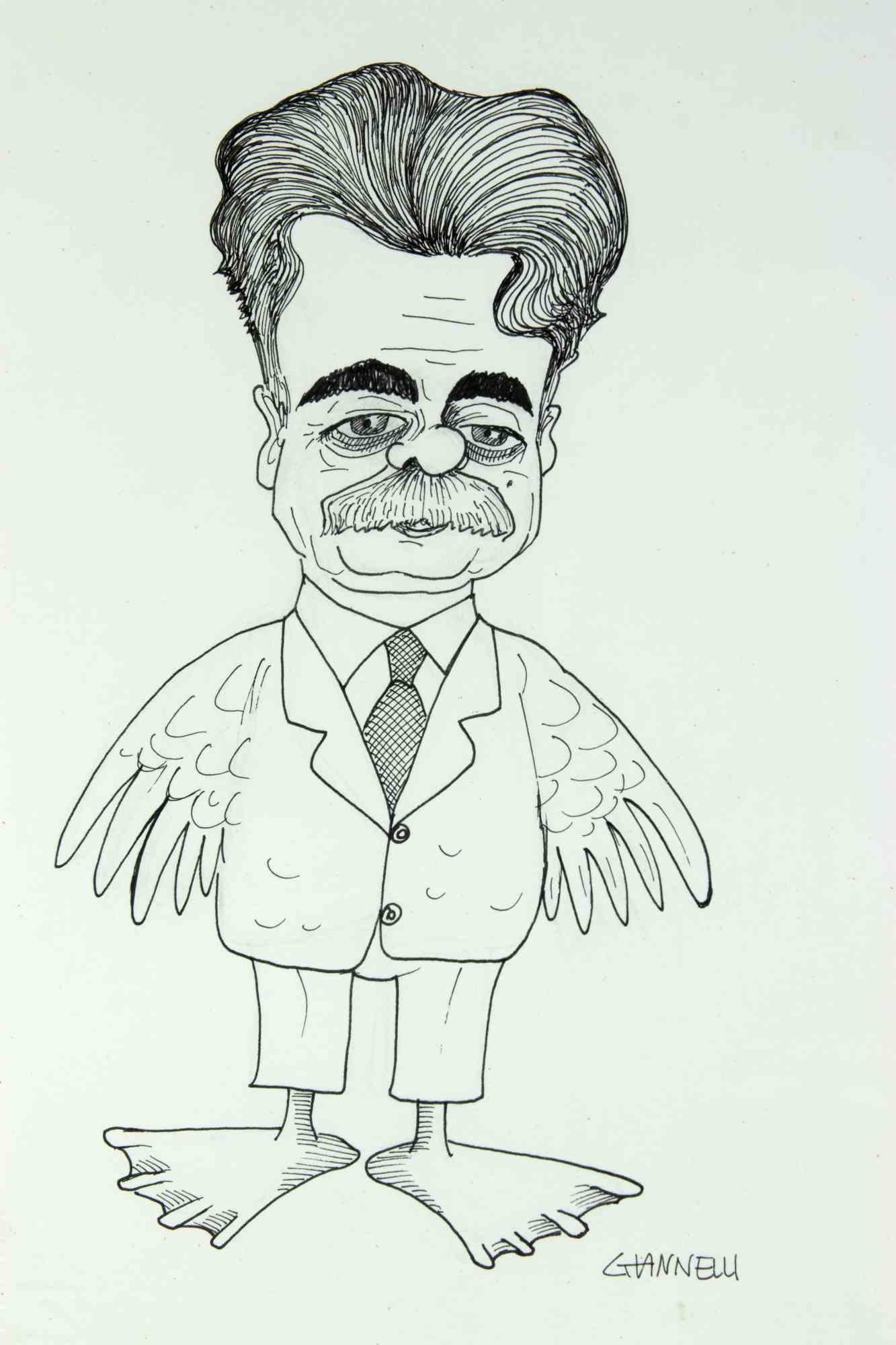 Caricatura de Achille Occhetto - Dibujo de Emilio Giannelli - Años 80 en venta 1