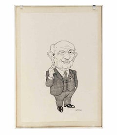 Caricature of Amintore Fanfani - Drawing by Emilio Giannelli - 1980s