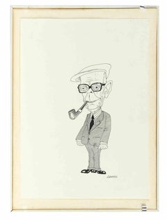 Caricature of Sandro Pertini - Drawing by Emilio Giannelli - 1980s