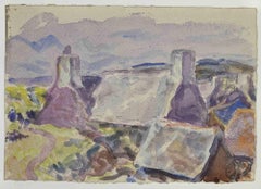 Paysage - Dessin de Juan André Perroud - Milieu du XXe siècle
