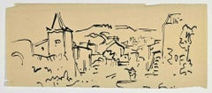 Paysage rural - Dessin de Rene His  - 1930