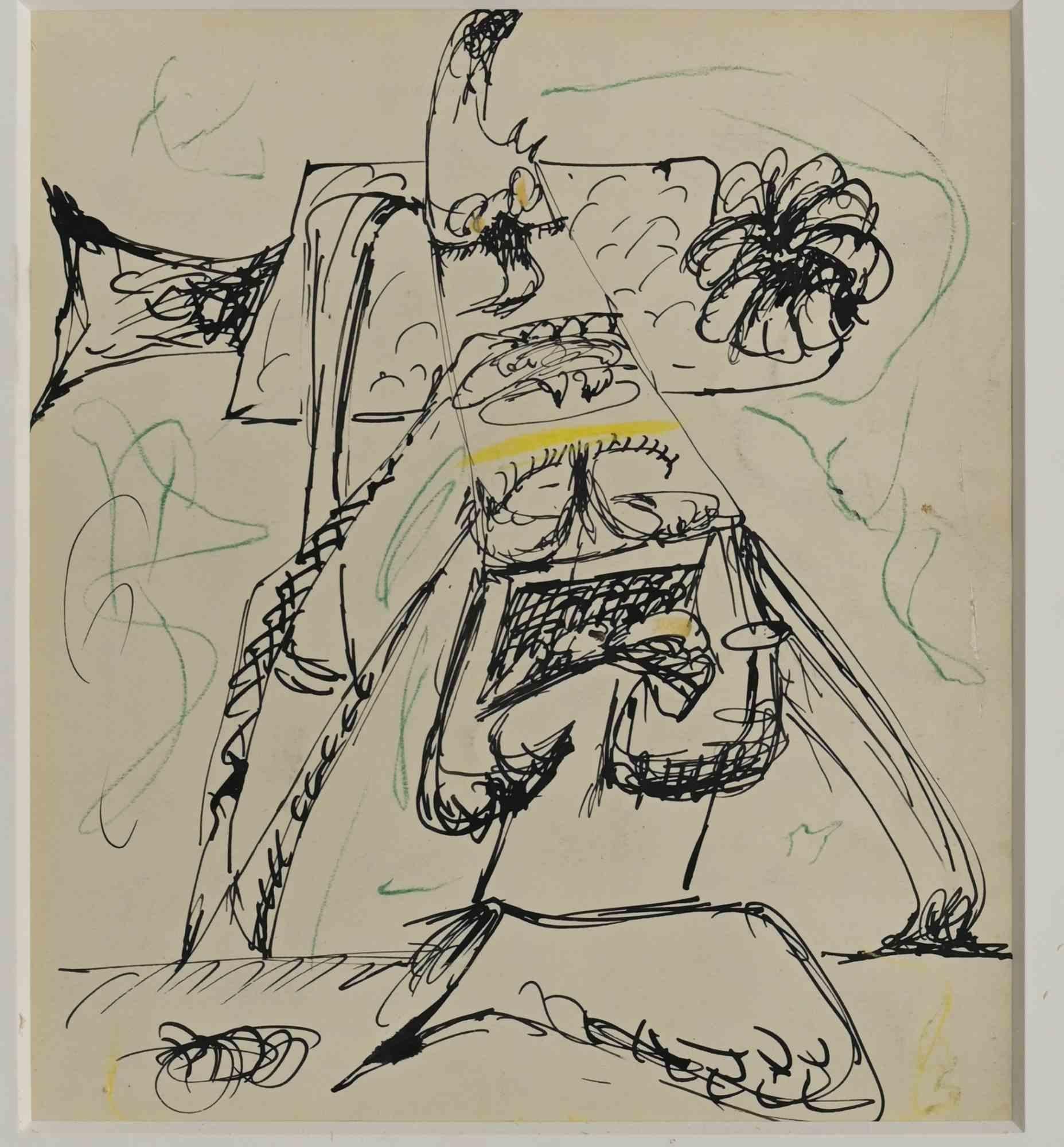 Agonia, Motivo è un'opera d'arte contemporanea realizzata da Arshile Gorky nel 1946.

Inchiostro, penna e pastello a cera su carta.

Include la cornice: 41.5 x 38.5

Buone condizioni (piccoli strappi e ombreggiature della carta)

L'opera è