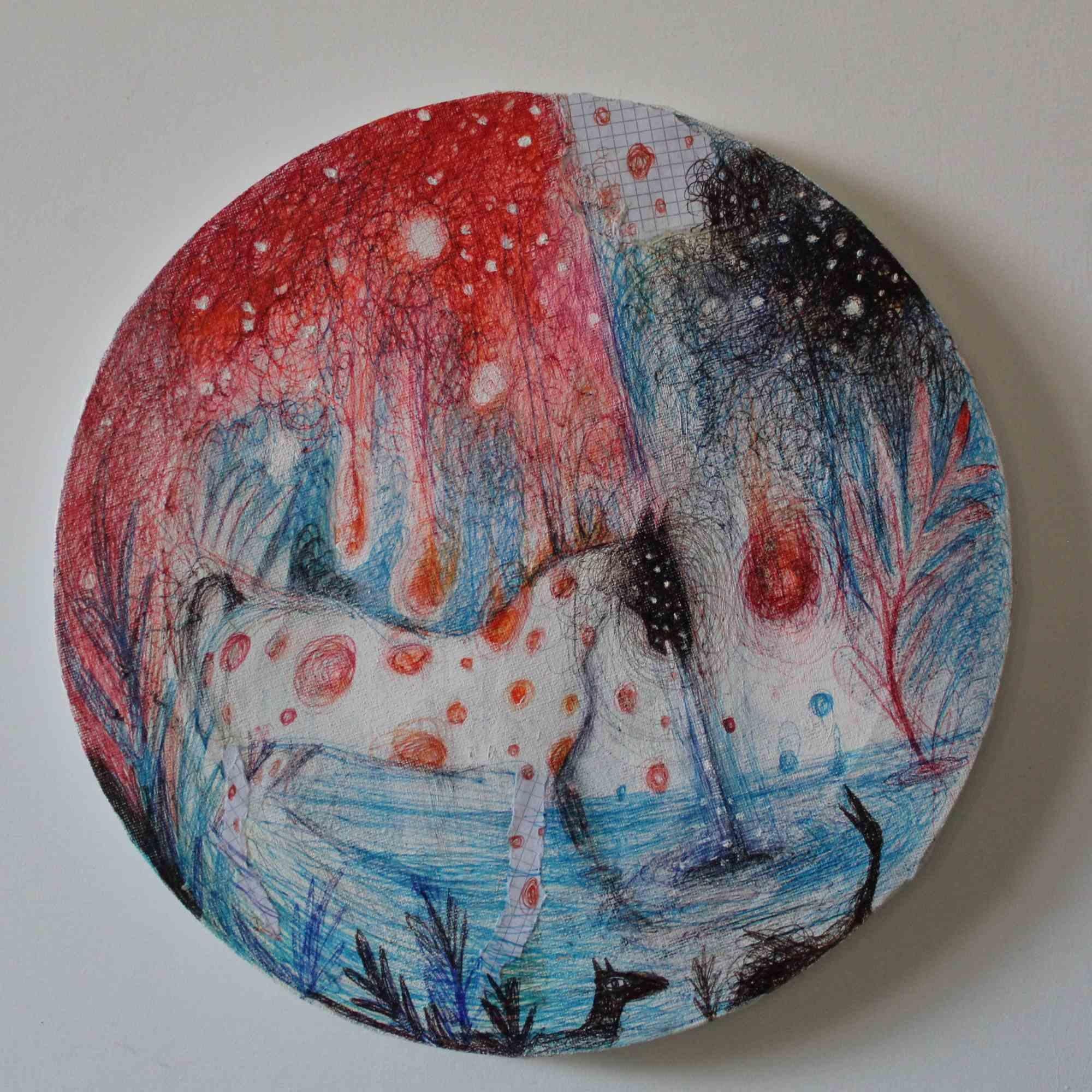 Penna su tela rotonda.

Certificato di autenticità dell'artista.