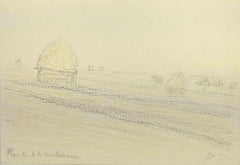 La aldea - Dibujo de Edmond Dua - Principios del siglo XX