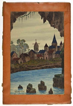 Riverside Village - Dessin de V.I.I. Vaucher - Milieu du XXe siècle