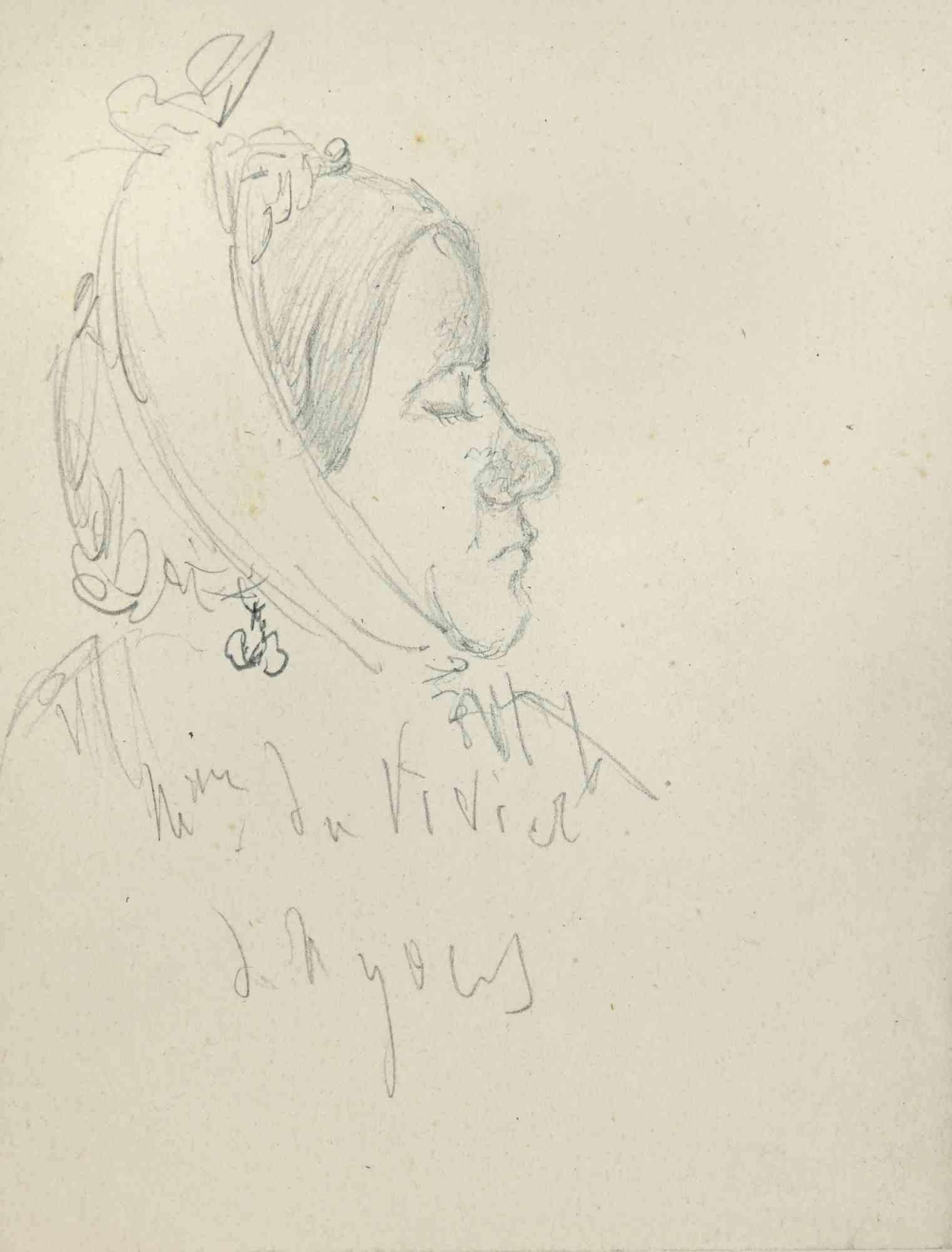 Profile of M.me du Vivien - Drawing - Early 20th century