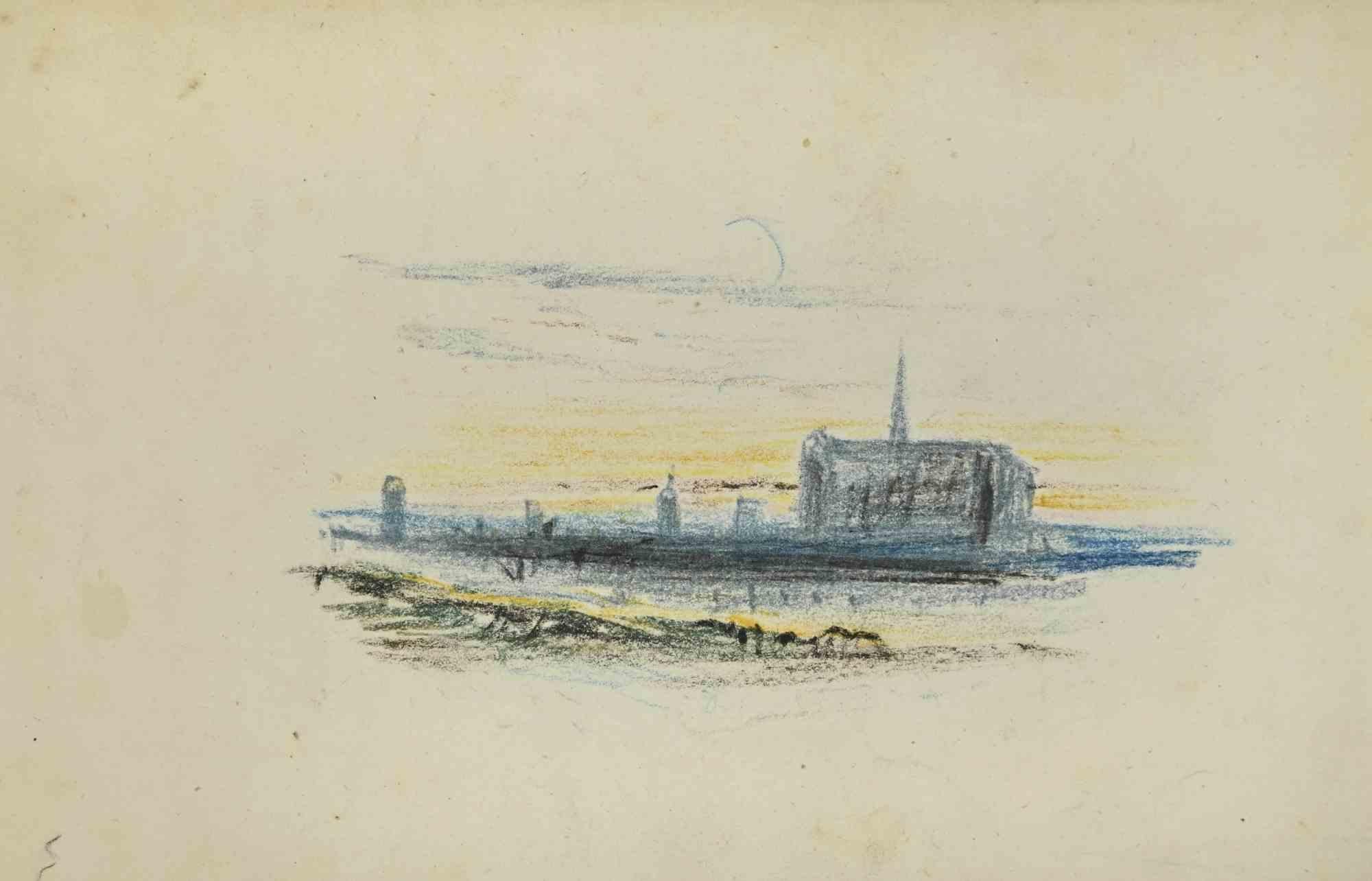 The Cathedral - Dessin de Marcel Guillard - Début du 20e siècle