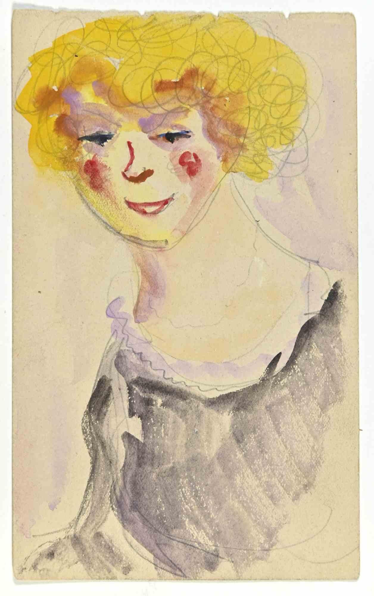 Blond Lady - Drawing by Henri Espinouze - 1950s