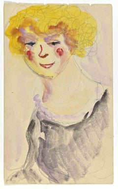 Dame blonde - Dessin de Henri Espinouze - Années 1950