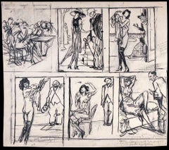 The Couple - Drawing by Carlo Rivalta - Early 20th Century