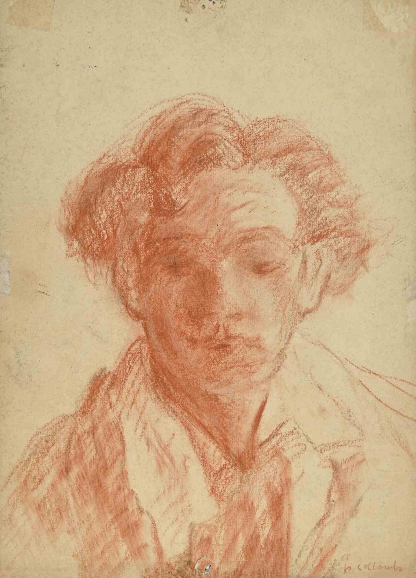 La ragazza che legge - Disegno di Paul Collomb - Anni '50 in vendita 1