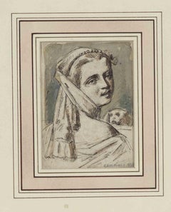 Fanciulla con il Cane - Dessin de Massimo Campigli - 1928