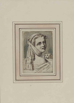 Fanciulla con il Cane - Drawing by Massimo Campigli - 1928