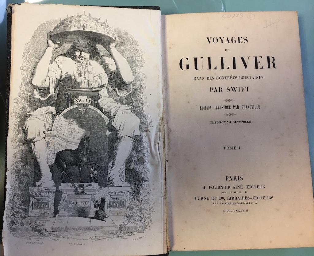 Edición original ilustrada por J.J. Grandville. Tapa dura en media piel. Lomo con letras y adornos dorados. Zorros muy ligeros en algunas páginas. Idioma: francés. Muy buenas condiciones.