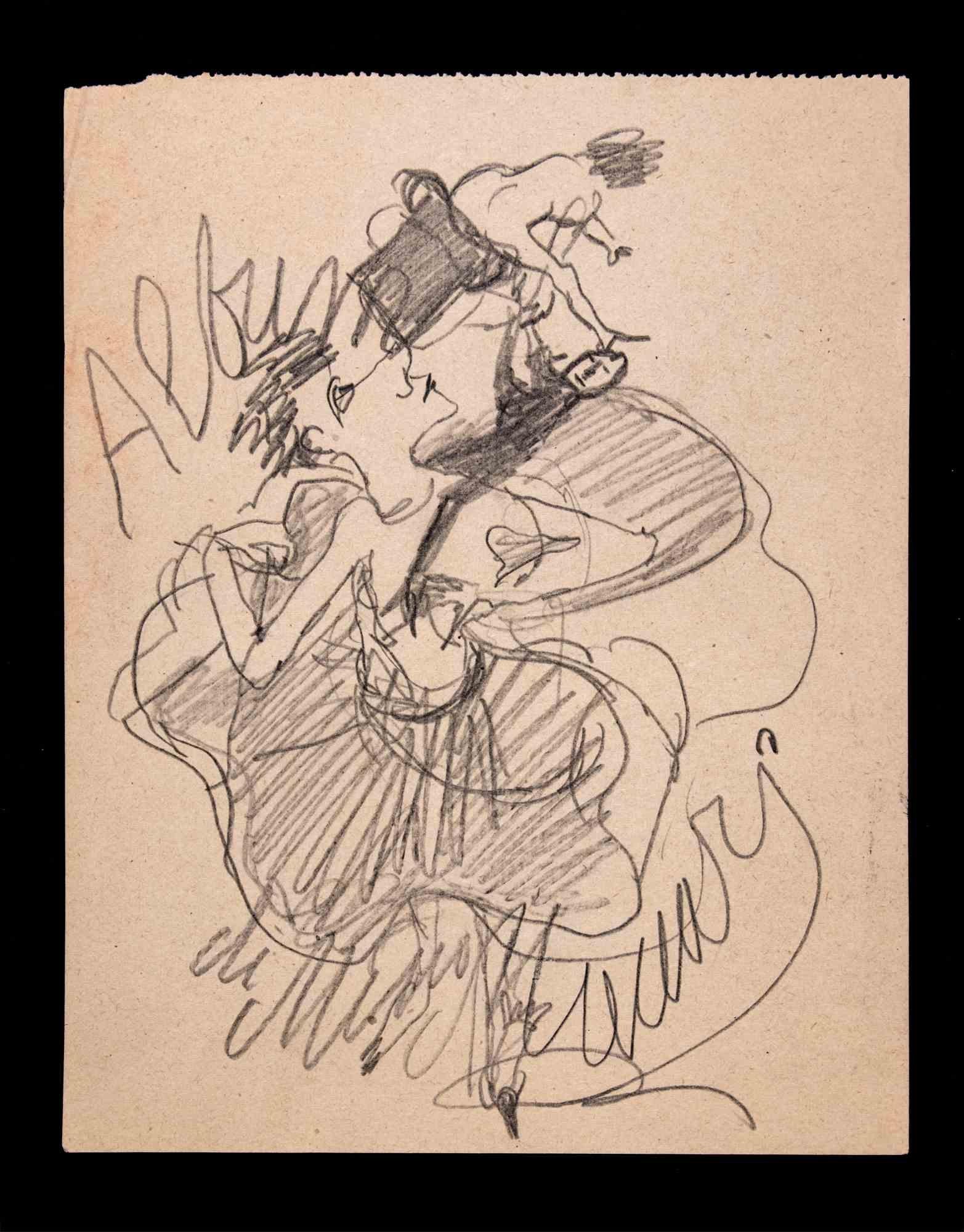 The German in the Brewery - Drawing by Mino Maccari - 1950s