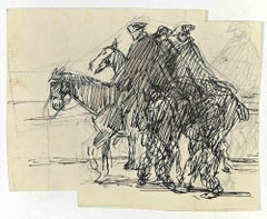 Jinetes - Dibujo de Gabriele Galantara - Principios del siglo XX