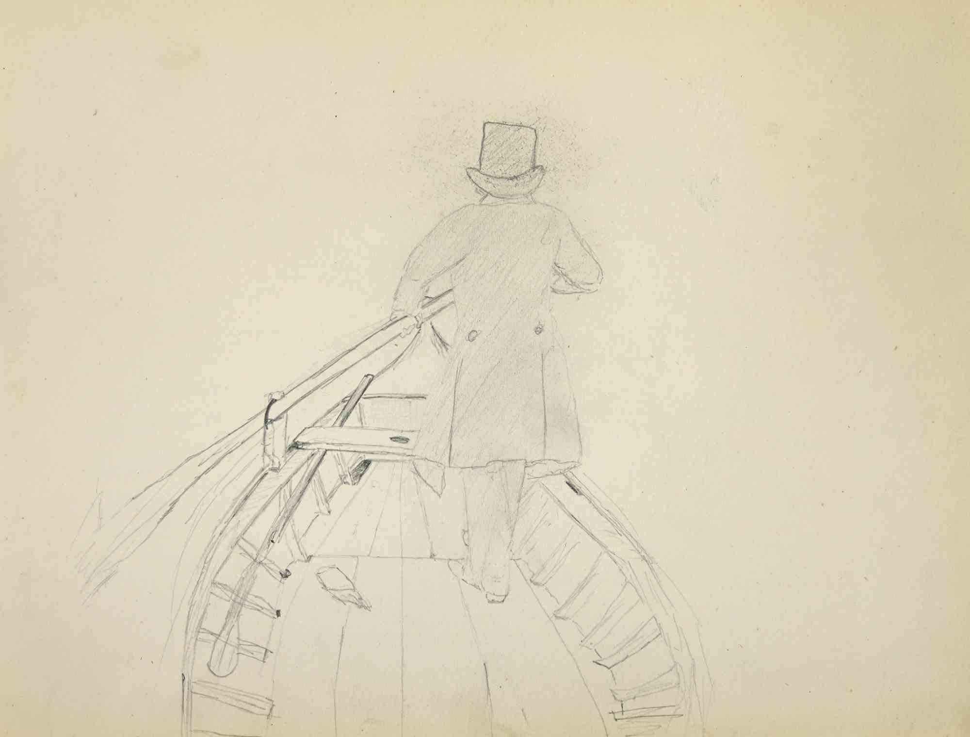 Unknown Figurative Art - The Boatman - Drawing - Late 19th century