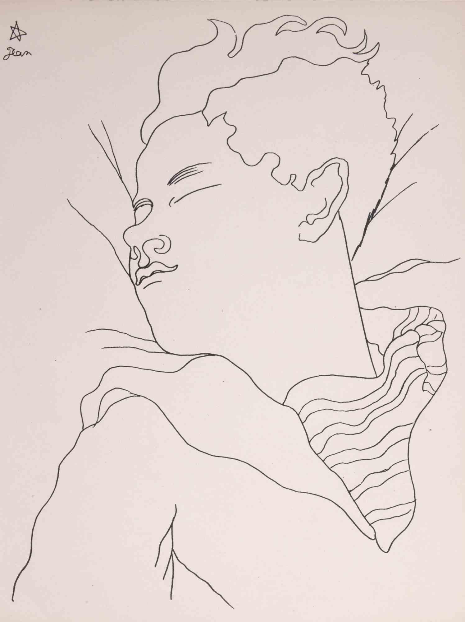 Lithographie sur vélin pur fil des Papeteries du Marais, réalisée par Cocteau en 1929.

Fait partie de la suite "25 Dessins d'Un Dormeur", publiée par I.L.A., Lausanne.

Édition de 213 exemplaires, non numérotés et signés dans la planche.

Excellent