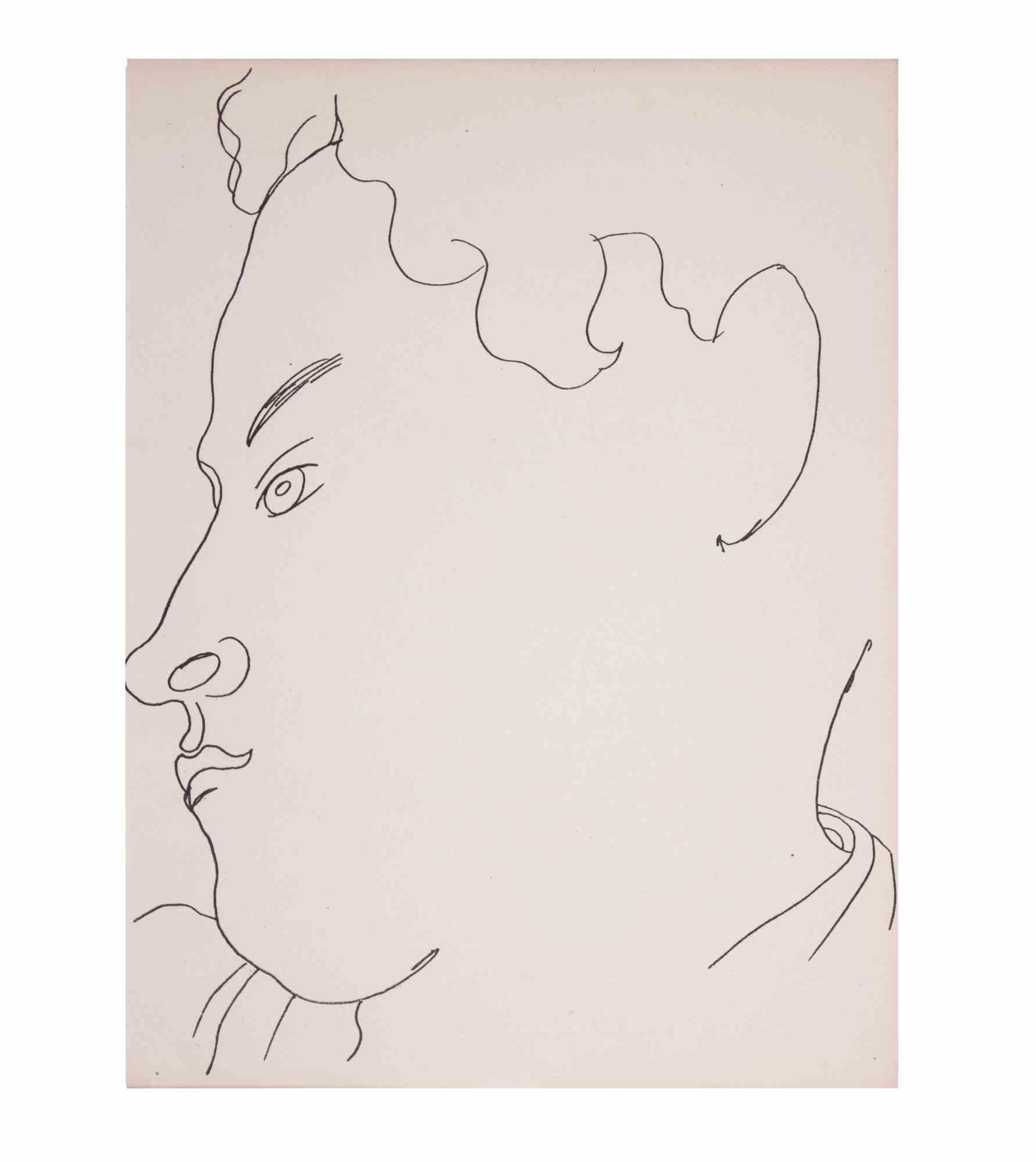 Retrato de Jean Desbordes - Litografía de Jean Cocteau - 1929 en venta 1
