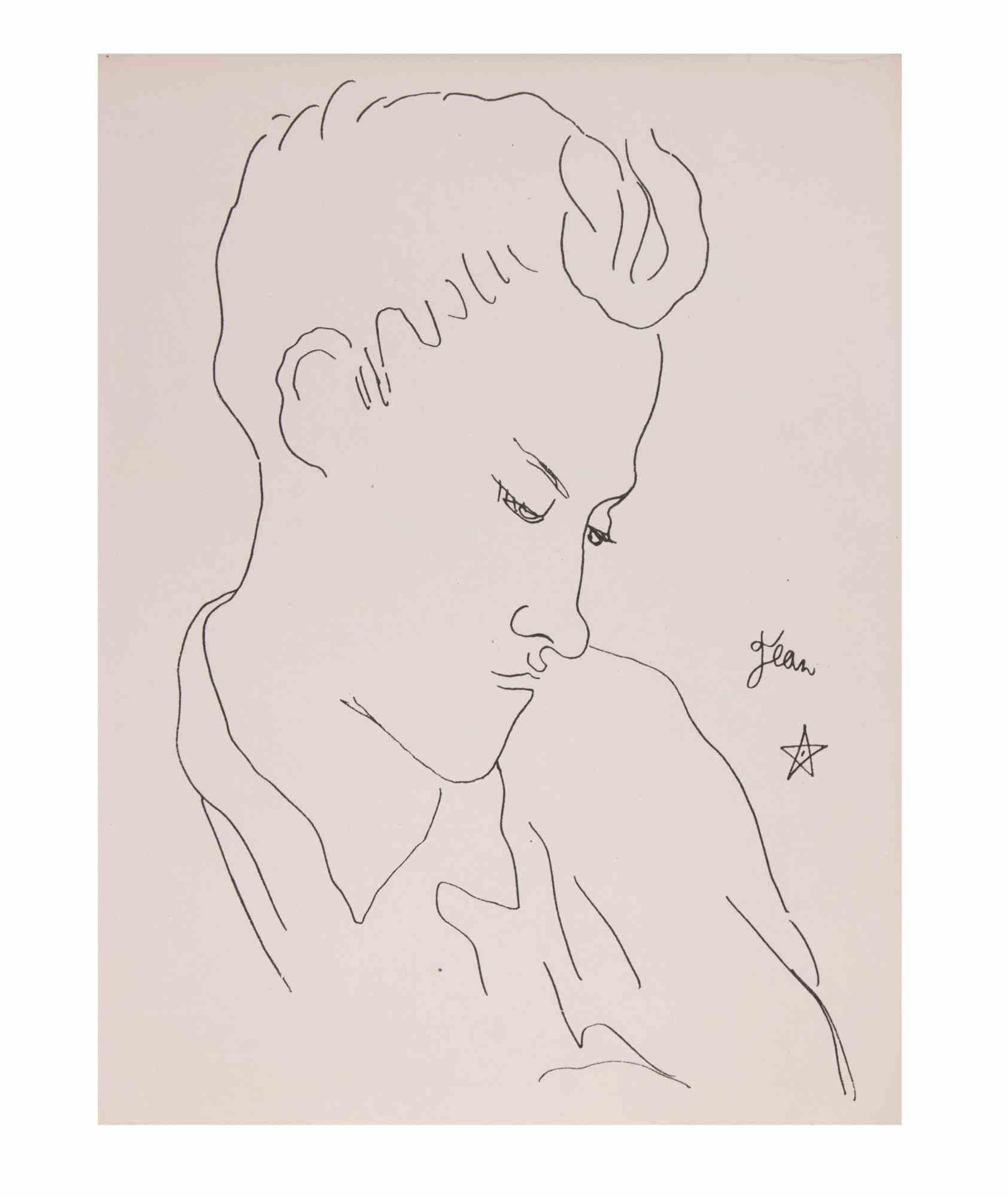 Retrato de Jean Desbordes - Litografía de Jean Cocteau - 1929 en venta 1