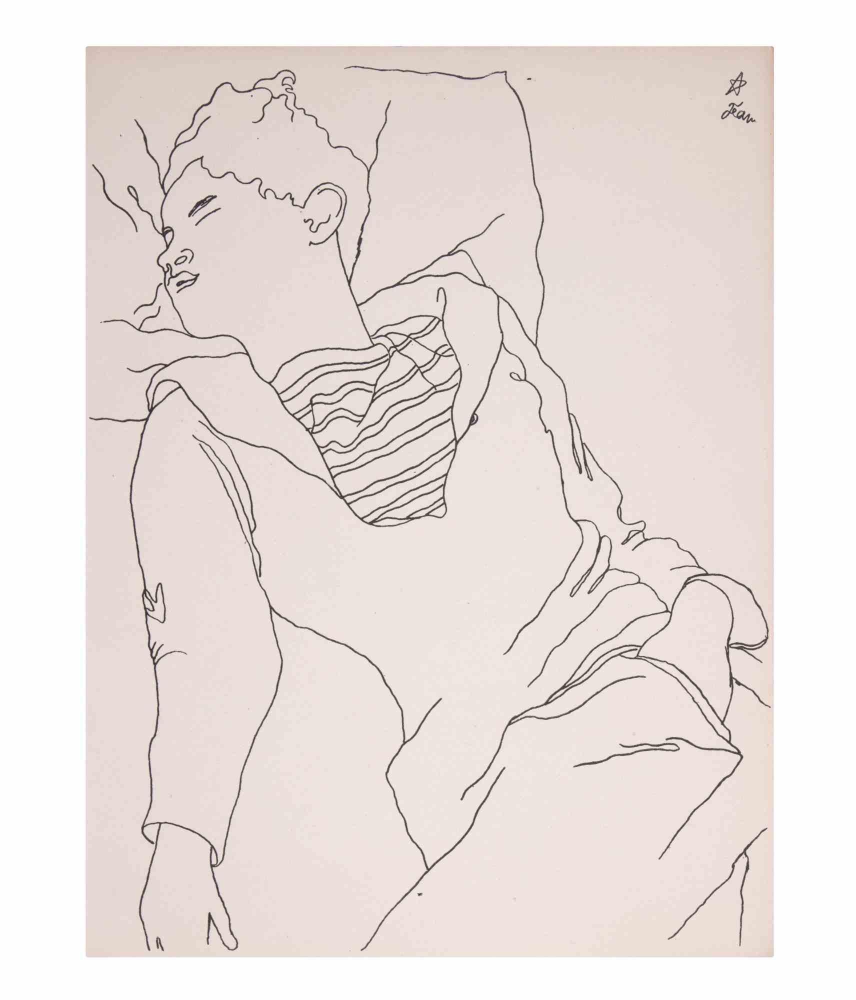 Retrato de Jean Desbordes - Litografía de Jean Cocteau - 1929 en venta 1
