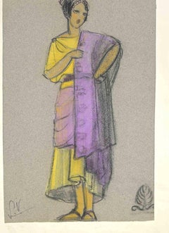 Theatrical Costume - Drawing by Simone Vaulpré - Early 20th Century
