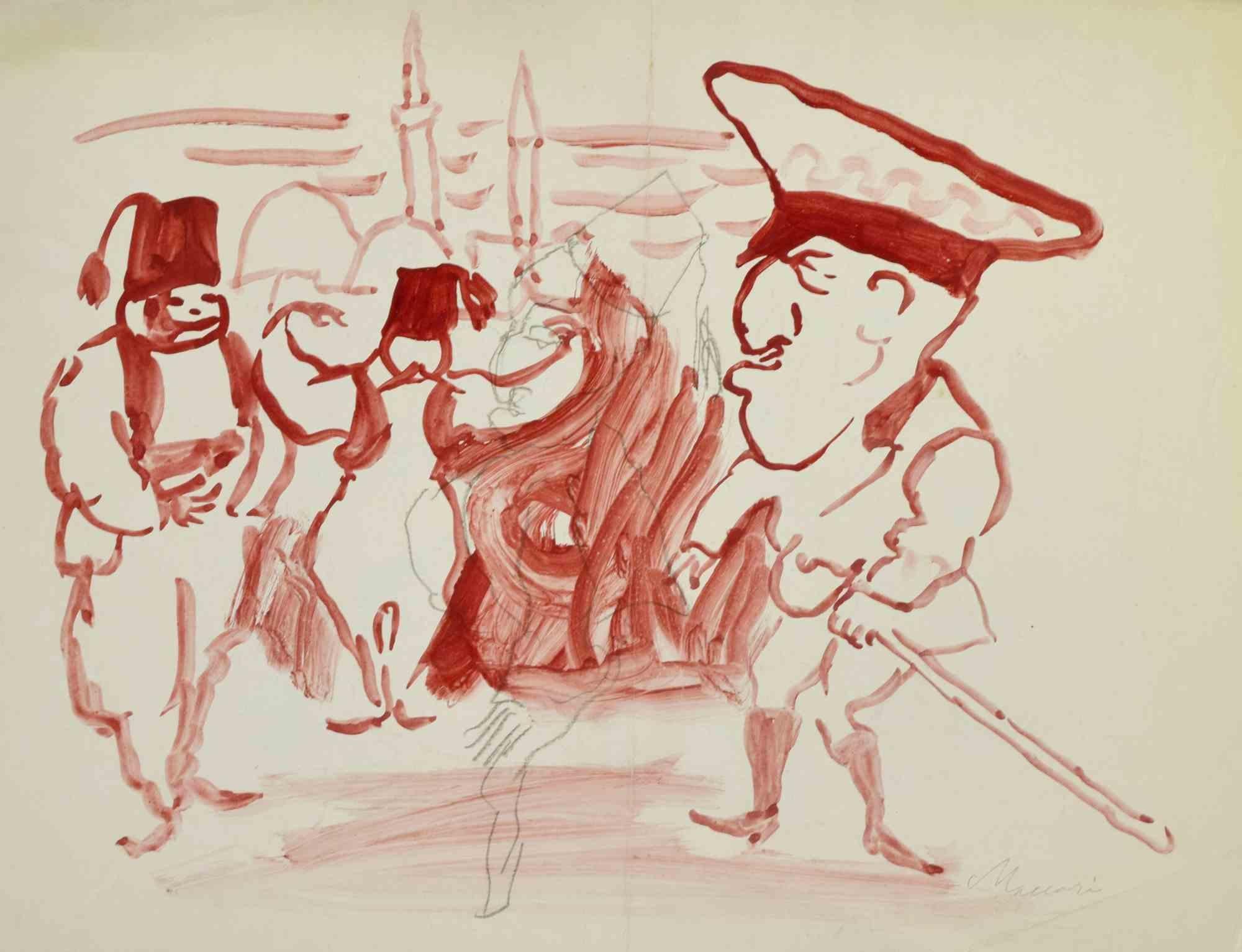 The General - Drawing by Mino Maccari - Mid-20th Century
